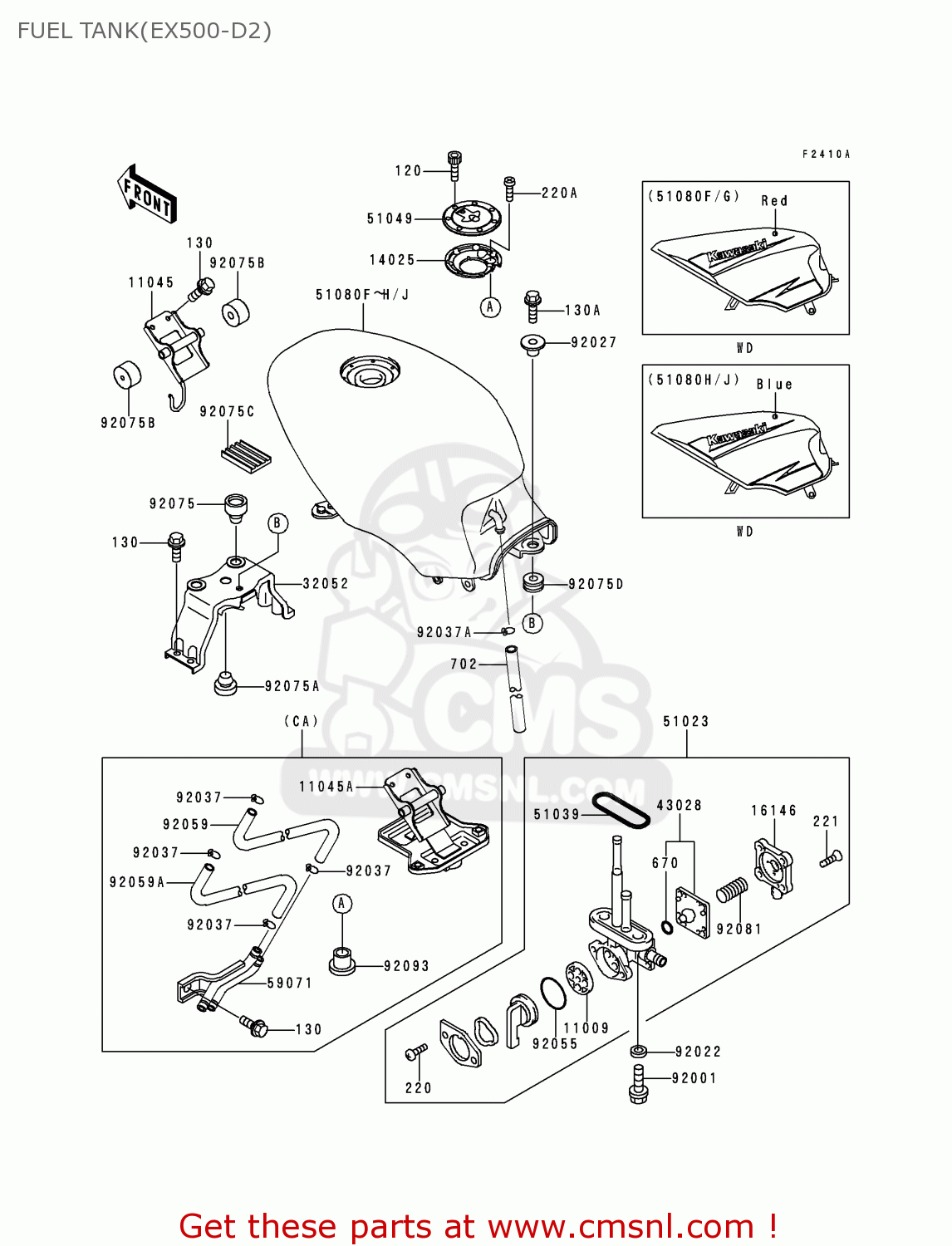 FUEL TANK(EX500-D2) EX500D2 NINJA 500 1995 USA CALIFORNIA CANADA
