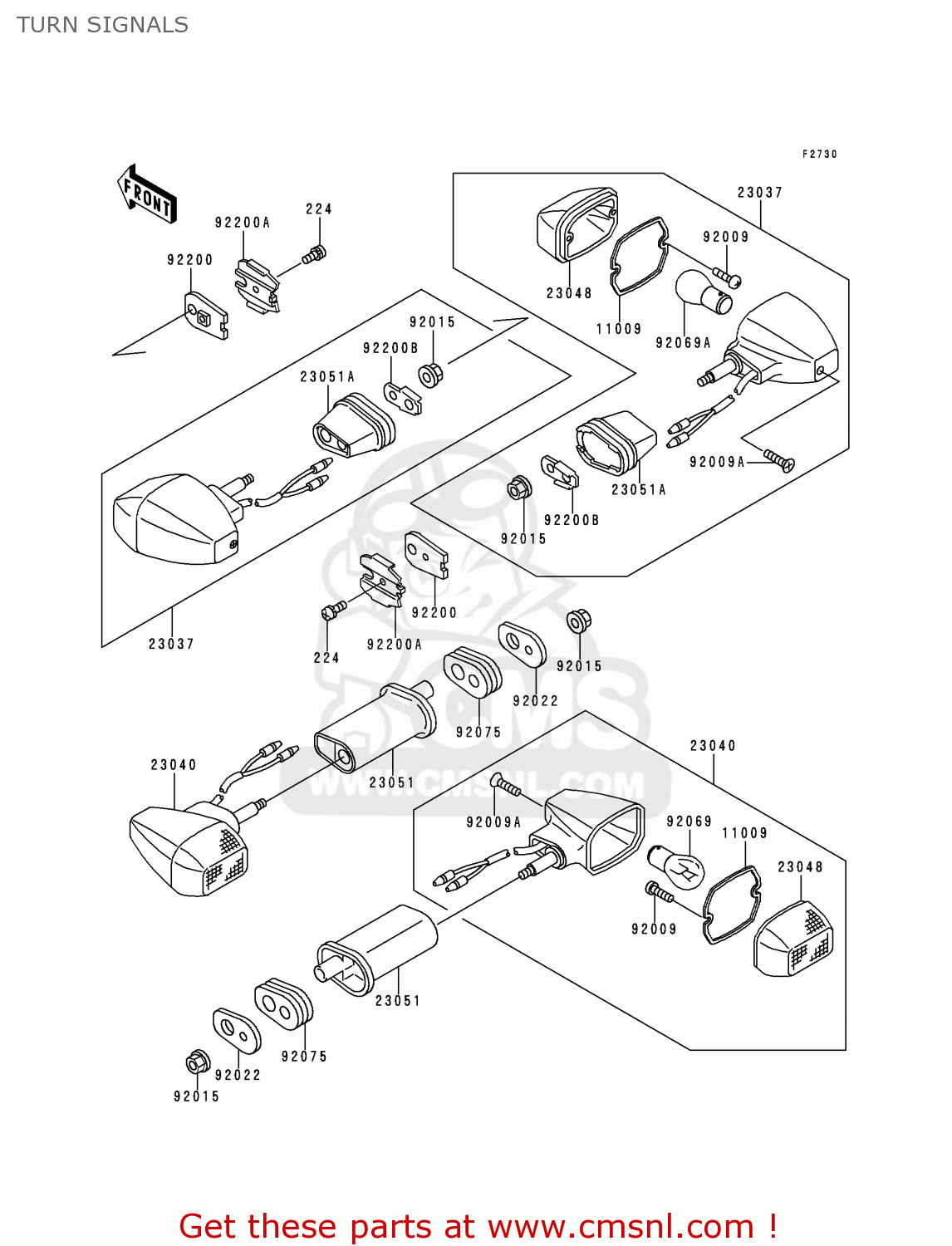 TURN SIGNALS EX500D2 NINJA 500 1995 USA CALIFORNIA CANADA