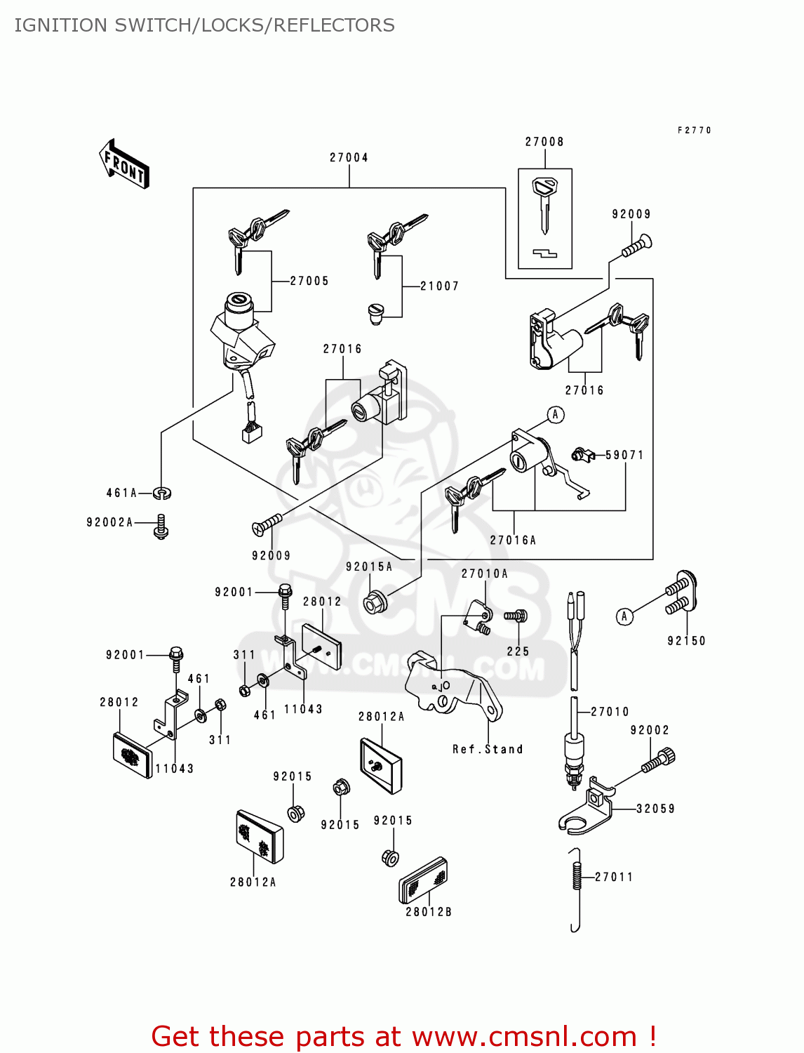 IGNITION SWITCH/LOCKS/REFLECTORS EX500D2 NINJA 500 1995 USA CALIFORNIA CANADA