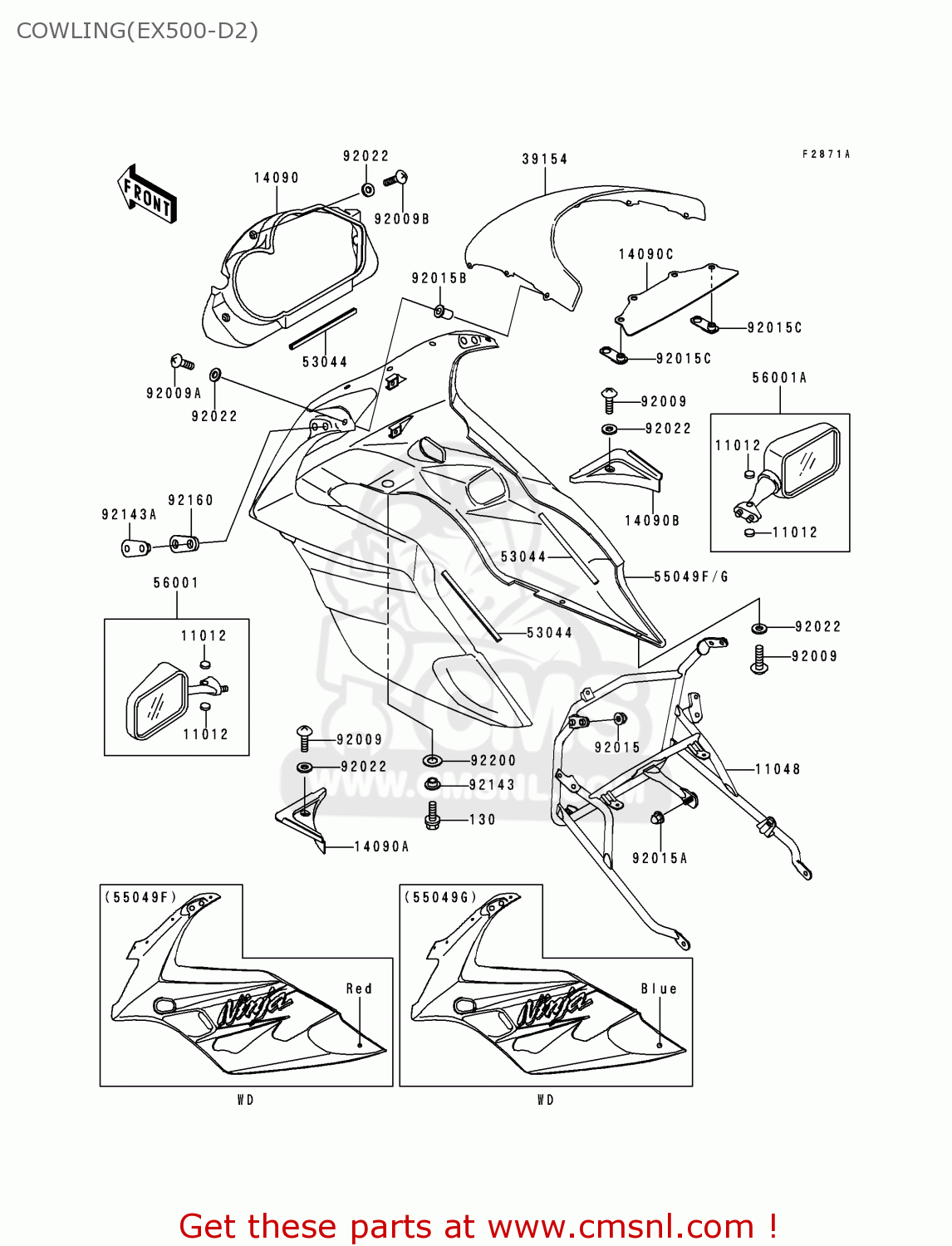 COWLING(EX500-D2) EX500D2 NINJA 500 1995 USA CALIFORNIA CANADA