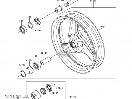 FRONT WHEEL - EX500D2 NINJA 500 1995 USA CALIFORNIA CANADA