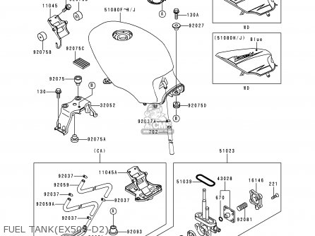 FUEL TANK(EX500-D2) - EX500D2 NINJA 500 1995 USA CALIFORNIA CANADA