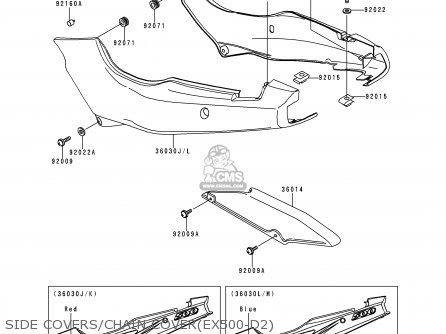 SIDE COVERS/CHAIN COVER(EX500-D2) - EX500D2 NINJA 500 1995 USA CALIFORNIA CANADA
