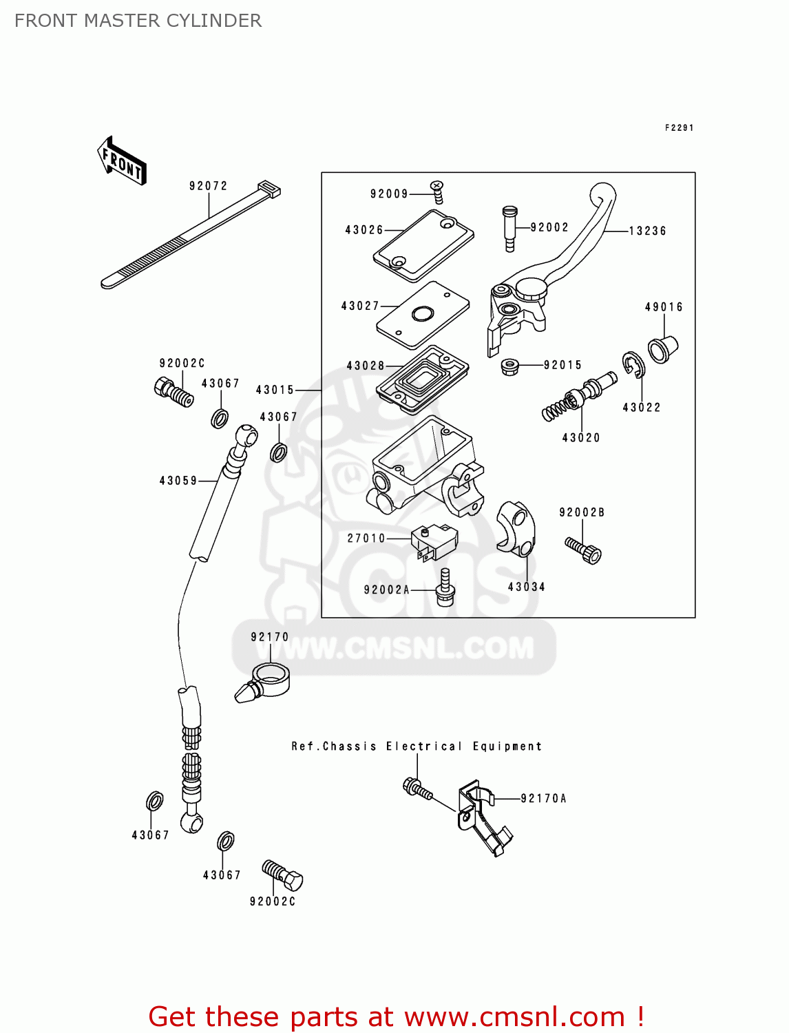 FRONT MASTER CYLINDER EX500D3 GPZ500S 1996 UNITED KINGDOM