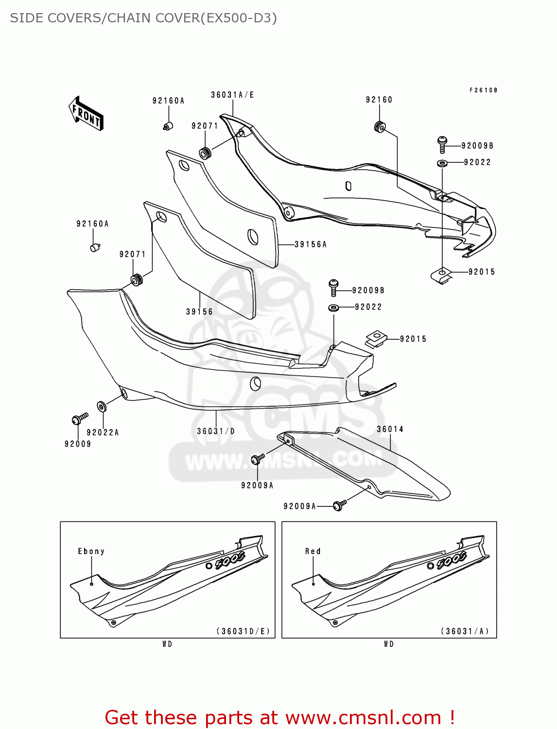 SIDE COVERS/CHAIN COVER(EX500-D3) EX500D3 GPZ500S 1996 UNITED KINGDOM