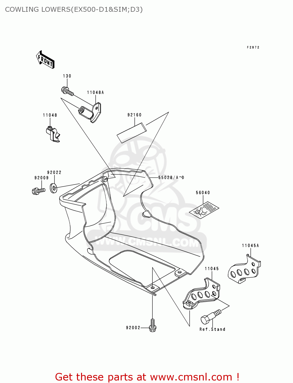 COWLING LOWERS(EX500-D1&SIM;D3) EX500D3 GPZ500S 1996 UNITED KINGDOM