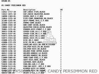 1998 EX500-D5     A5 CANDY PERSIMMON RED - EX500D3 GPZ500S 1996 UNITED KINGDOM