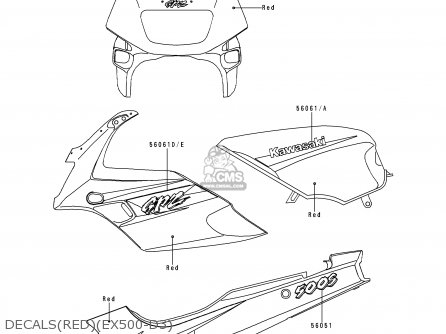 DECALS(RED)(EX500-D3) - EX500D3 GPZ500S 1996 UNITED KINGDOM