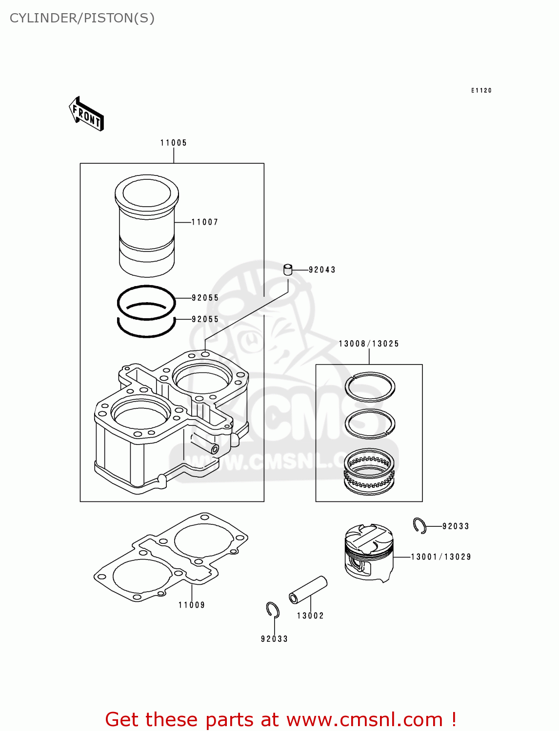 CYLINDER/PISTON(S) EX500D3 NINJA 500 1996 USA CALIFORNIA CANADA