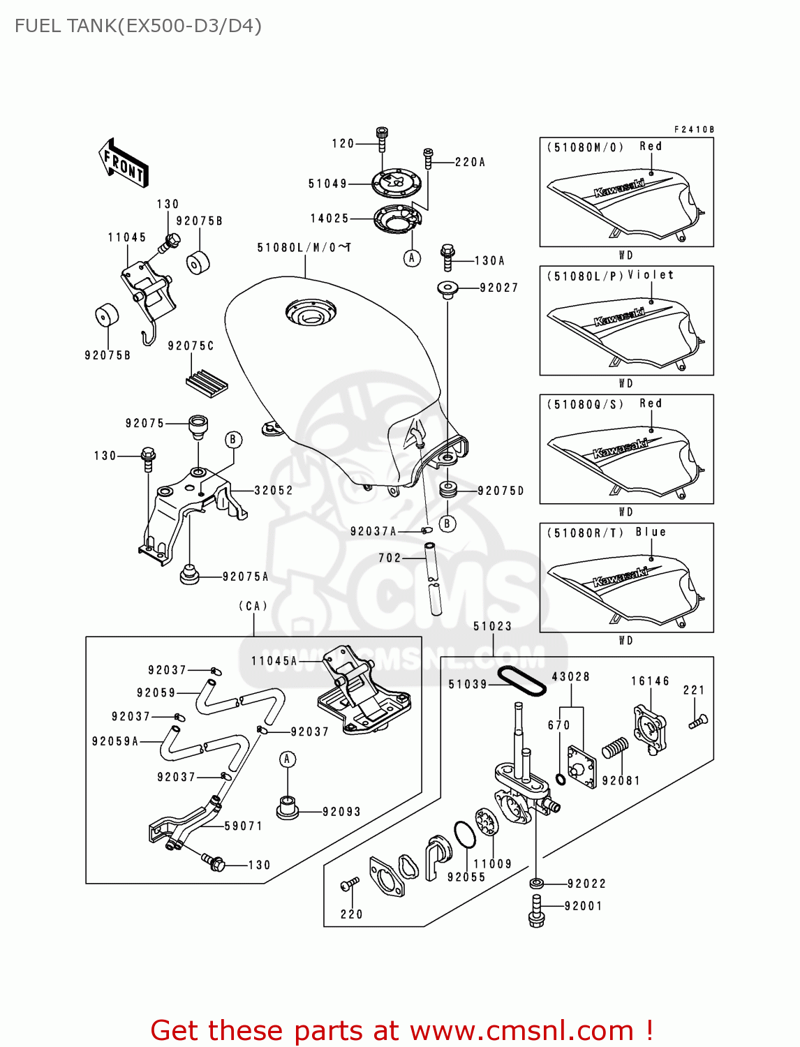 FUEL TANK(EX500-D3/D4) EX500D3 NINJA 500 1996 USA CALIFORNIA CANADA