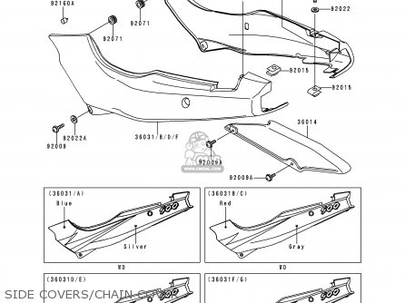SIDE COVERS/CHAIN COVER - EX500D3 NINJA 500 1996 USA CALIFORNIA CANADA