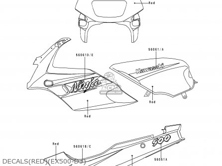 DECALS(RED)(EX500-D3) - EX500D3 NINJA 500 1996 USA CALIFORNIA CANADA
