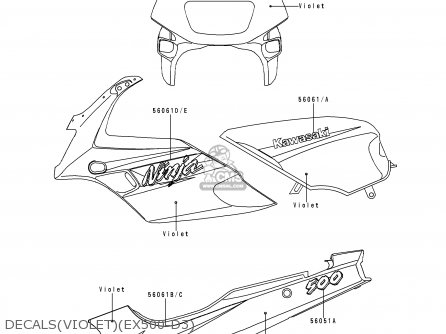 DECALS(VIOLET)(EX500-D3) - EX500D3 NINJA 500 1996 USA CALIFORNIA CANADA