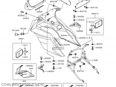 COWLING(EX500-D3/D4) - EX500D3 NINJA 500 1996 USA CALIFORNIA CANADA
