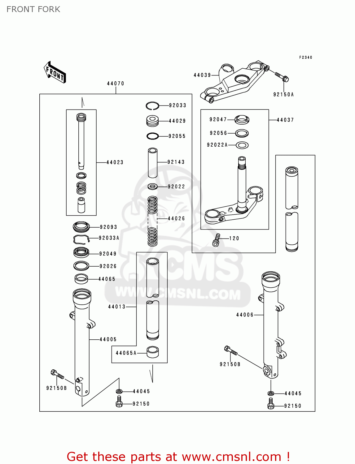 FRONT FORK EX500D4 NINJA 500 1997 USA CALIFORNIA CANADA