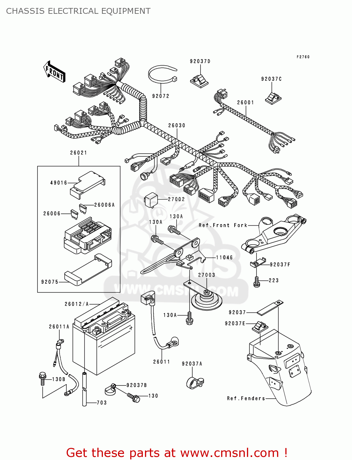 CHASSIS ELECTRICAL EQUIPMENT EX500D4 NINJA 500 1997 USA CALIFORNIA CANADA