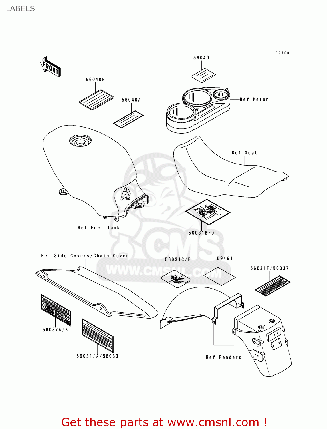 LABELS EX500D4 NINJA 500 1997 USA CALIFORNIA CANADA