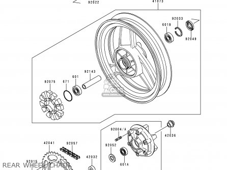 REAR WHEEL/CHAIN - EX500D4 NINJA 500 1997 USA CALIFORNIA CANADA