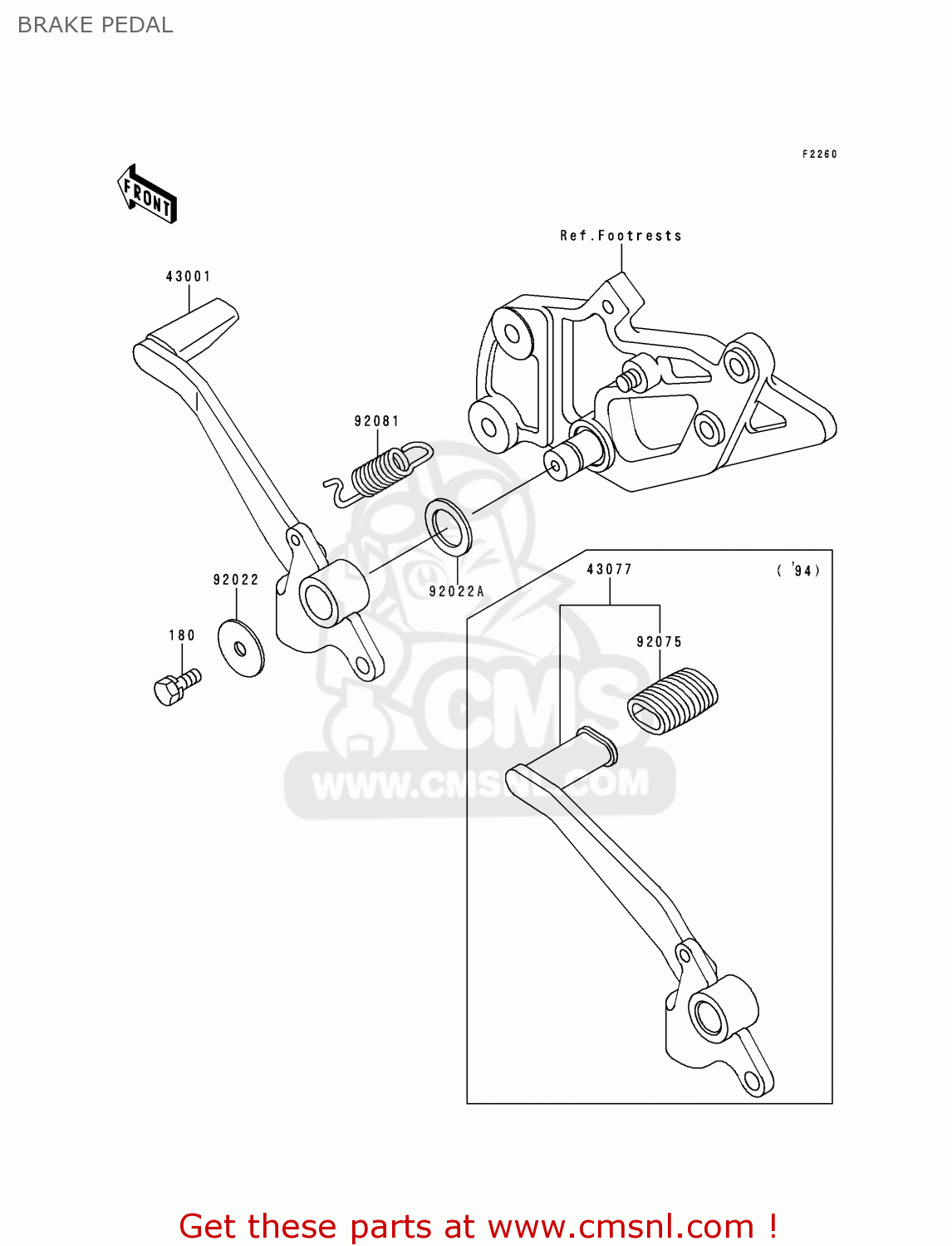 BRAKE PEDAL EX500D5 GPZ500S 1998 UNITED KINGDOM