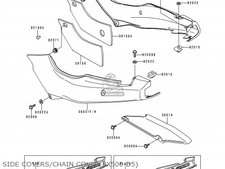 SIDE COVERS/CHAIN COVER(EX500-D5) - EX500D5 GPZ500S 1998 UNITED KINGDOM