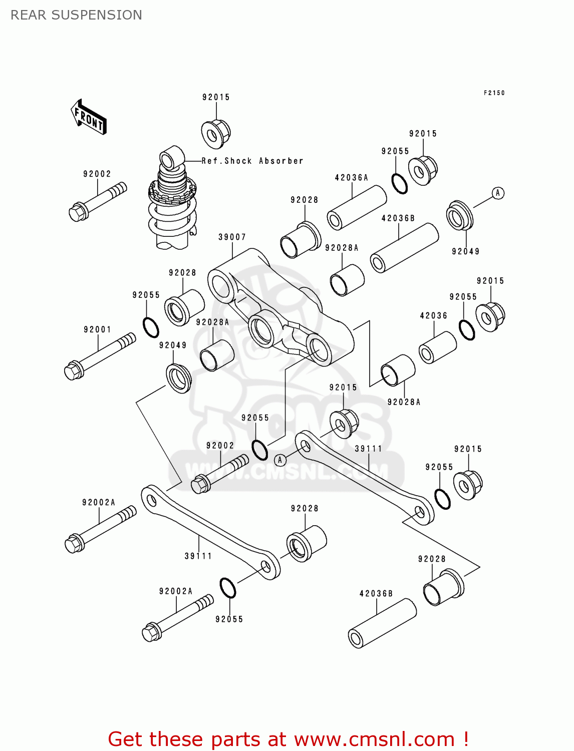 REAR SUSPENSION EX500D5 NINJA 500 1998 USA CALIFORNIA CANADA