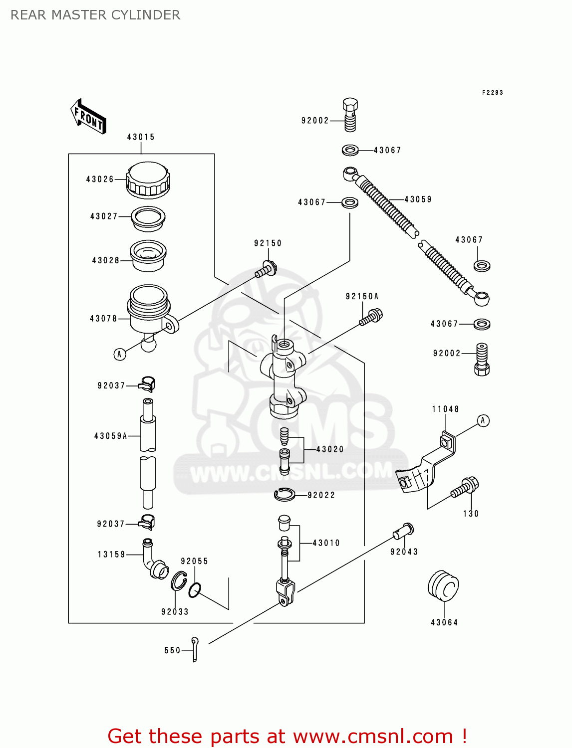 REAR MASTER CYLINDER EX500D5 NINJA 500 1998 USA CALIFORNIA CANADA