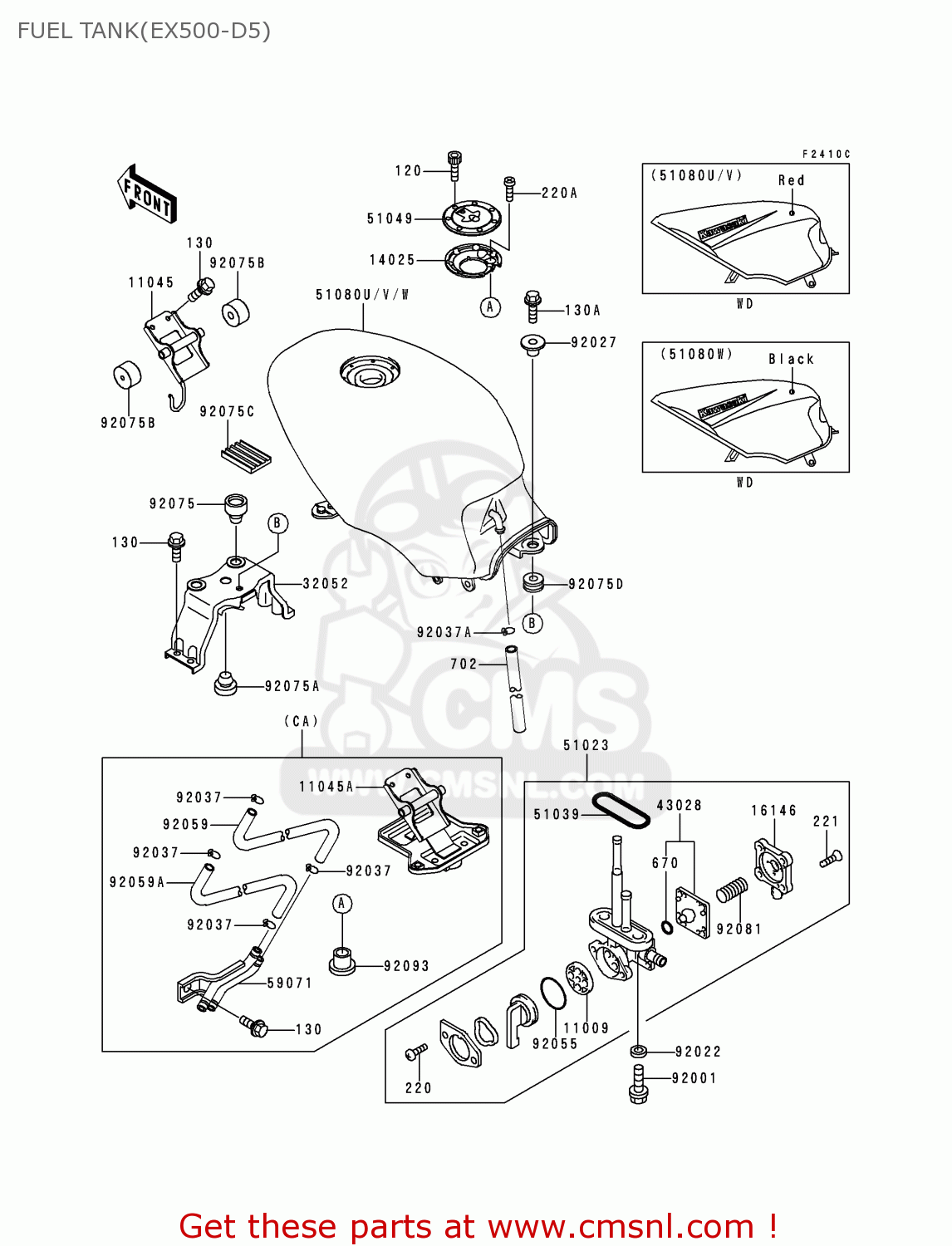 FUEL TANK(EX500-D5) EX500D5 NINJA 500 1998 USA CALIFORNIA CANADA