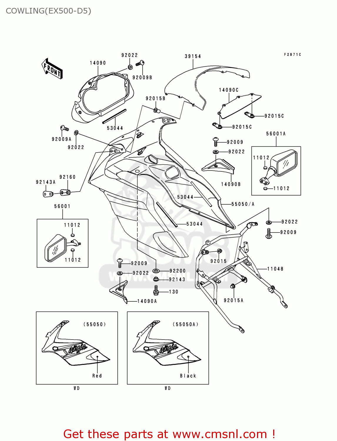 COWLING(EX500-D5) EX500D5 NINJA 500 1998 USA CALIFORNIA CANADA