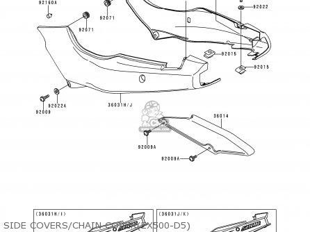 SIDE COVERS/CHAIN COVER(EX500-D5) - EX500D5 NINJA 500 1998 USA CALIFORNIA CANADA