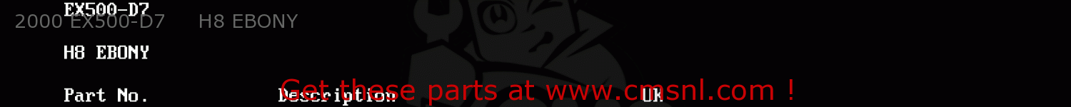 2000 EX500-D7     H8 EBONY EX500D6 GPZ500S 1999 UNITED KINGDOM