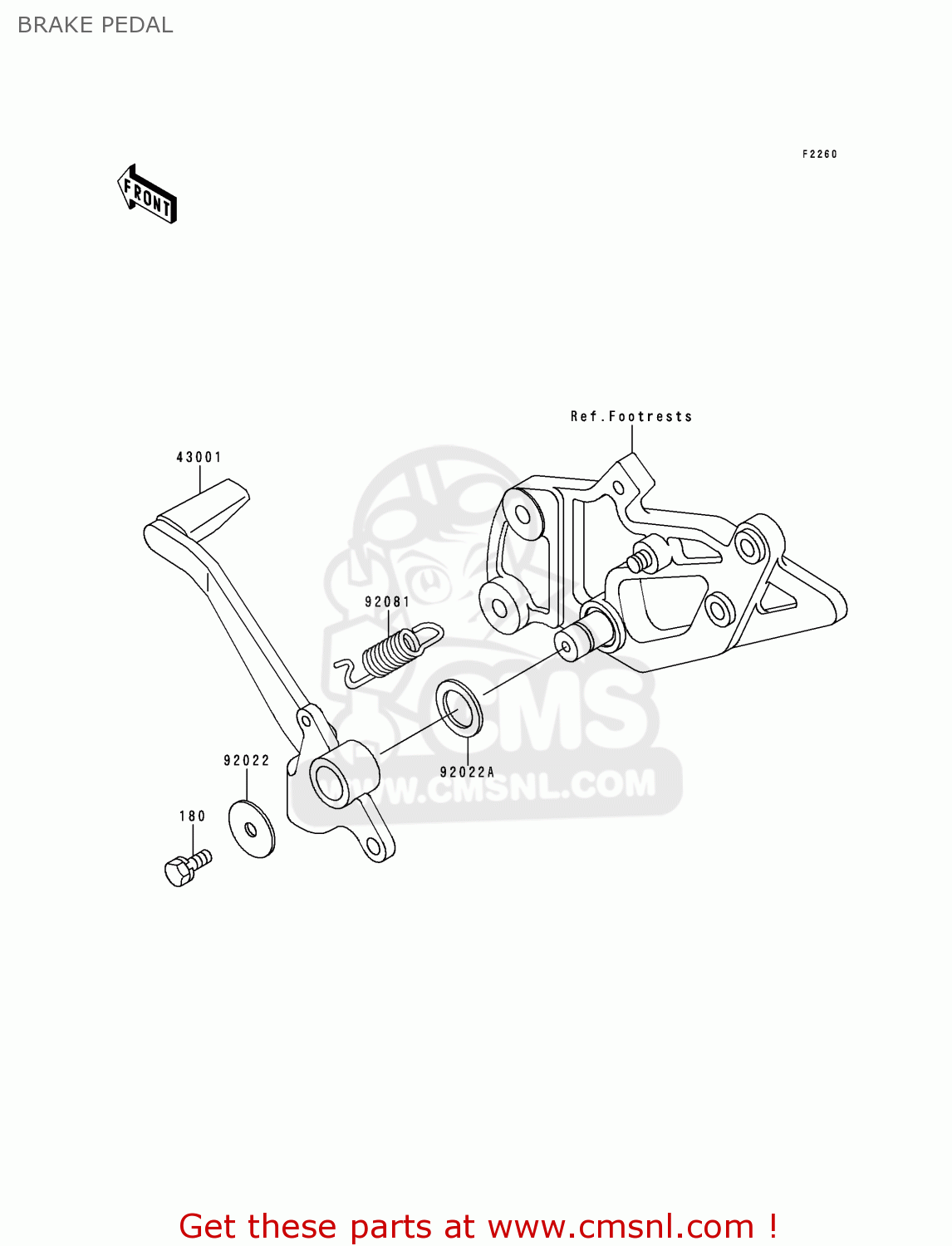 BRAKE PEDAL EX500D6 GPZ500S 1999 UNITED KINGDOM
