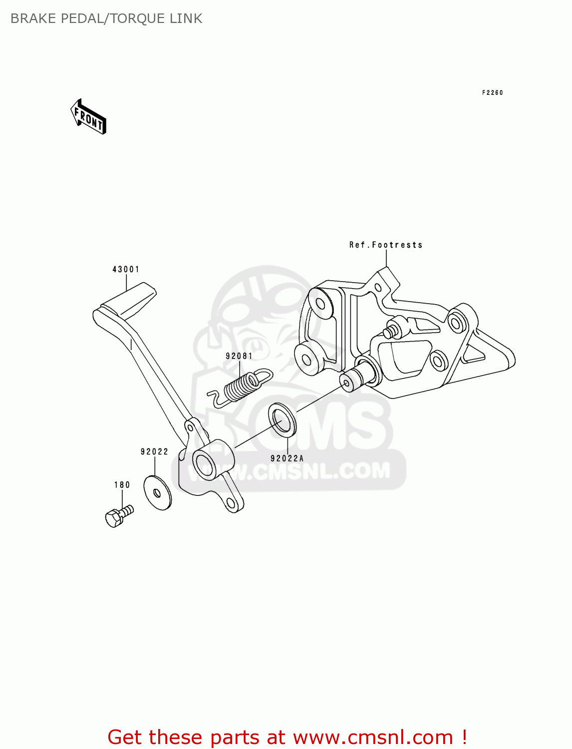 BRAKE PEDAL/TORQUE LINK EX500D6 NINJA 500 1999 USA CALIFORNIA CANADA
