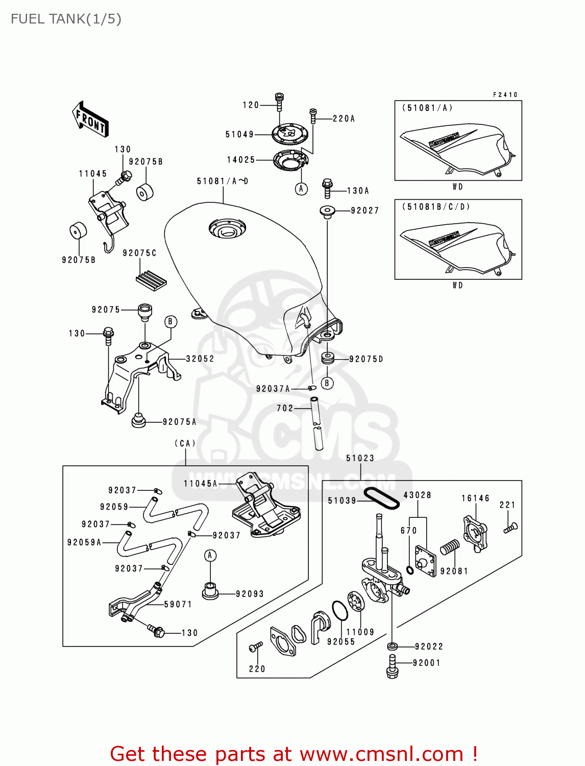 FUEL TANK(1/5) EX500D6 NINJA 500 1999 USA CALIFORNIA CANADA
