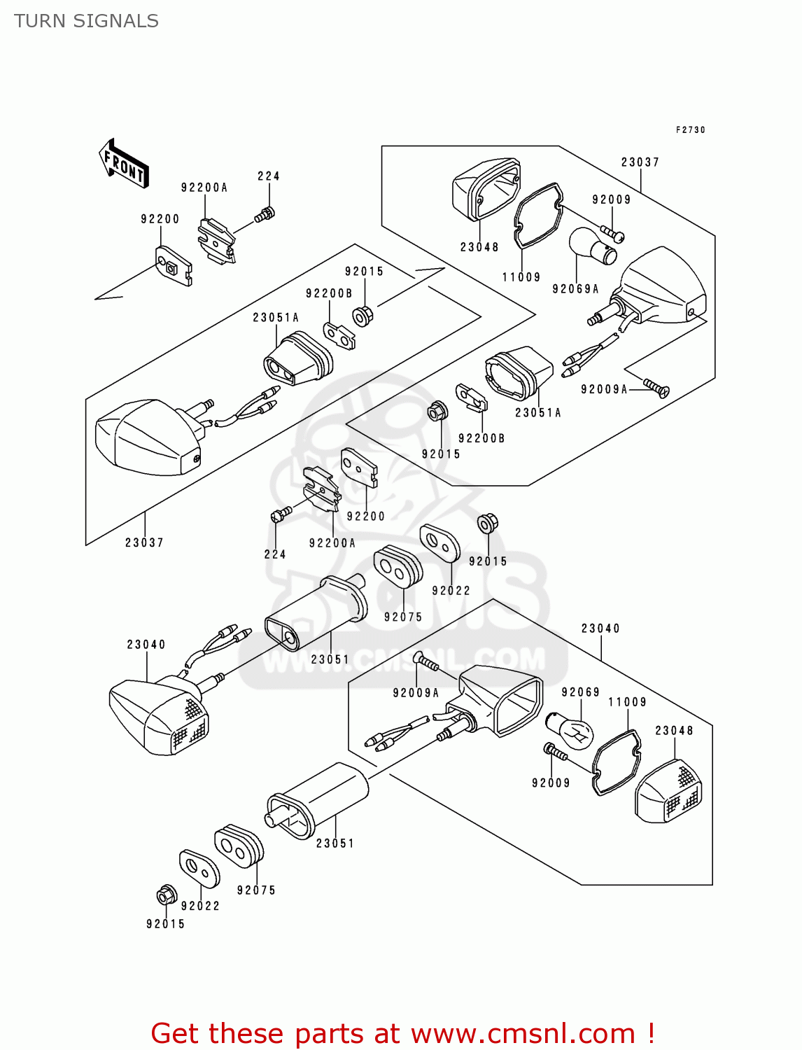 TURN SIGNALS EX500D6 NINJA 500 1999 USA CALIFORNIA CANADA
