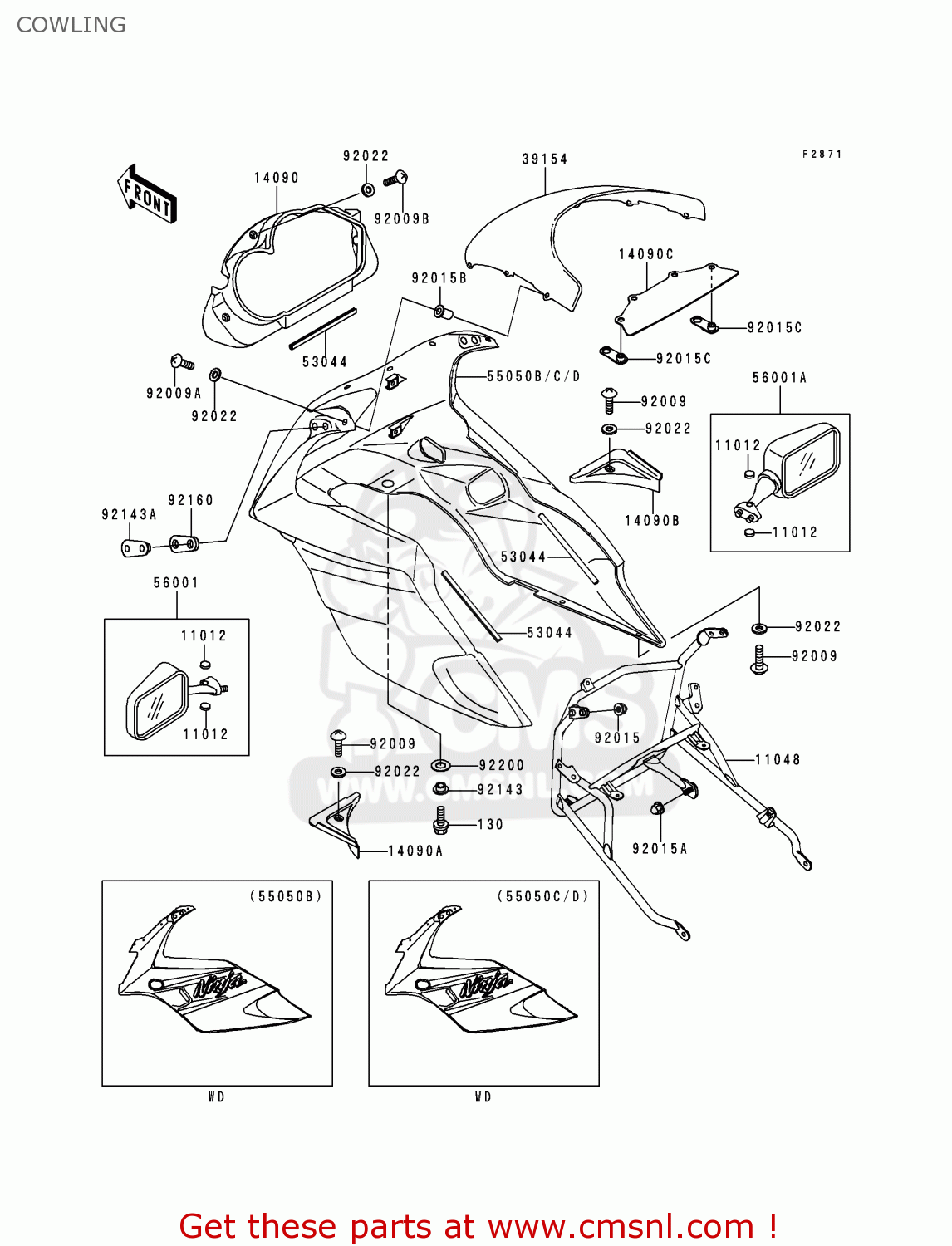 COWLING EX500D6 NINJA 500 1999 USA CALIFORNIA CANADA
