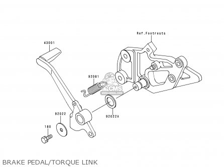 BRAKE PEDAL/TORQUE LINK - EX500D6 NINJA 500 1999 USA CALIFORNIA CANADA