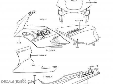 DECALS(EX500-D6) - EX500D6 NINJA 500 1999 USA CALIFORNIA CANADA