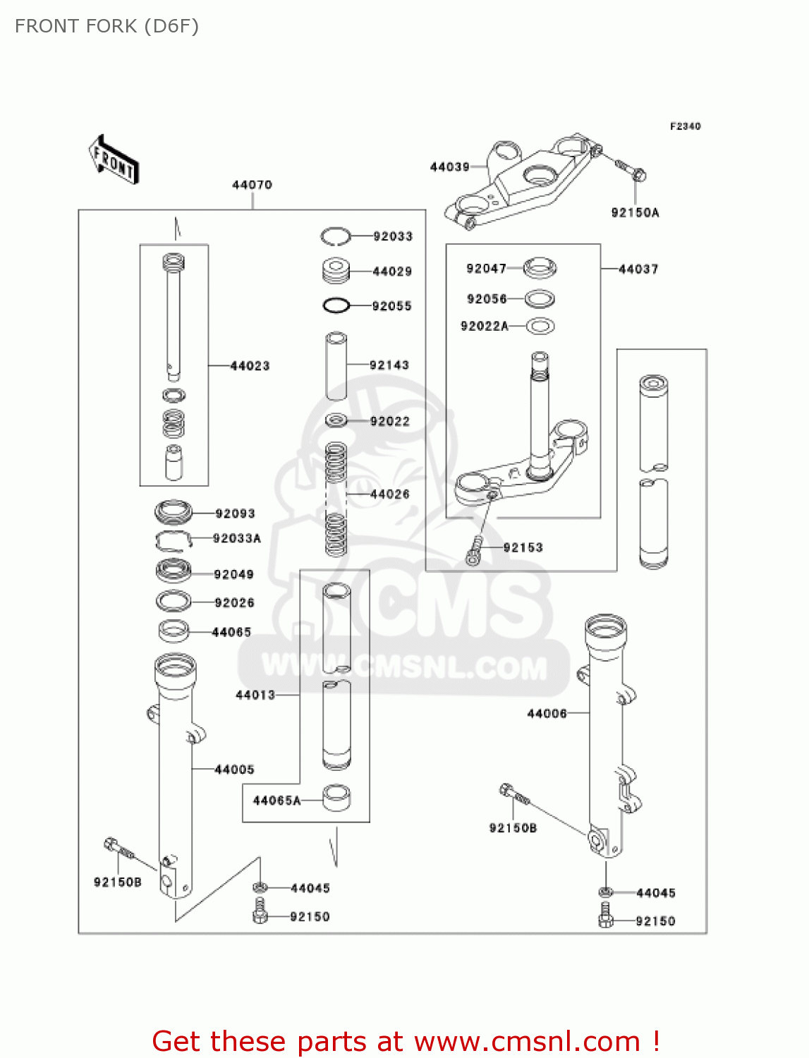 Kawasaki EX500D6F NINJA 500R 2006 USA CALIFORNIA CANADA FRONT FORK (D6F ...