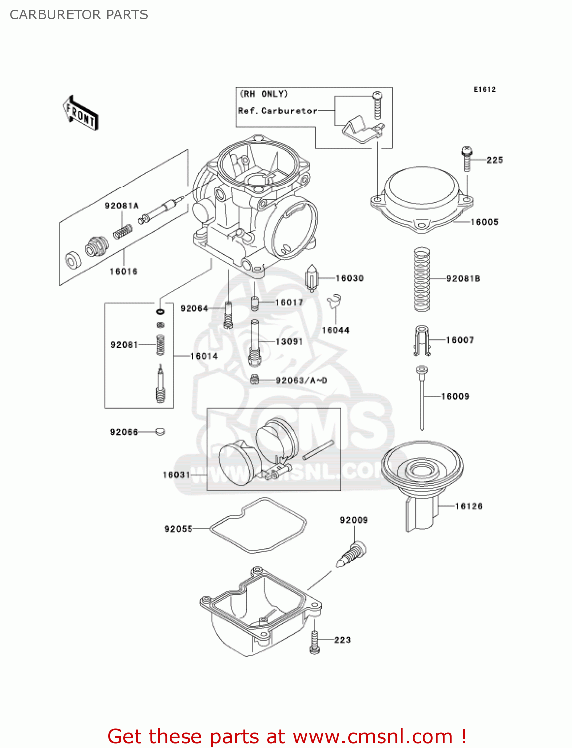 CARBURETOR PARTS EX500D6F NINJA 500R 2006 USA CALIFORNIA CANADA
