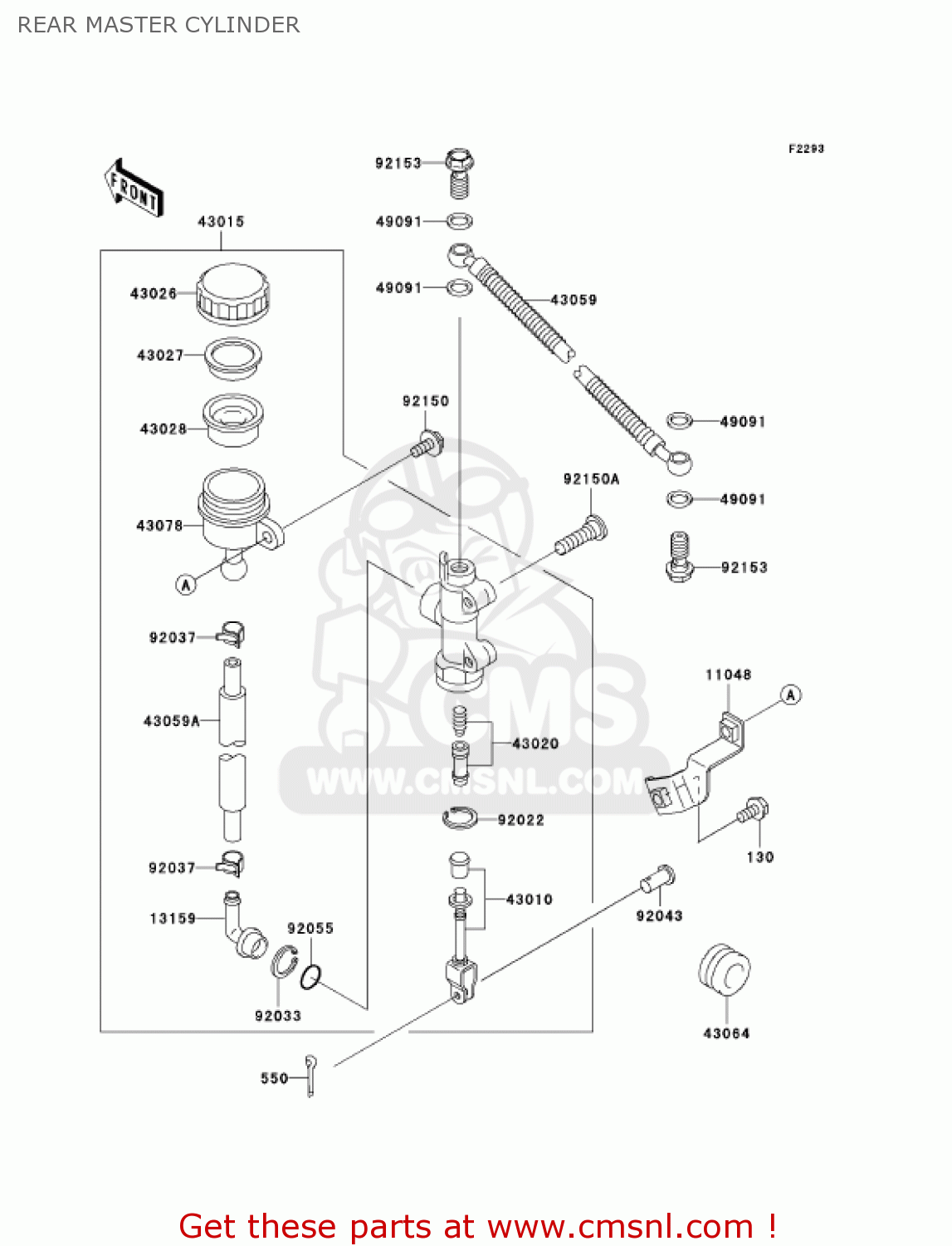 REAR MASTER CYLINDER EX500D6F NINJA 500R 2006 USA CALIFORNIA CANADA