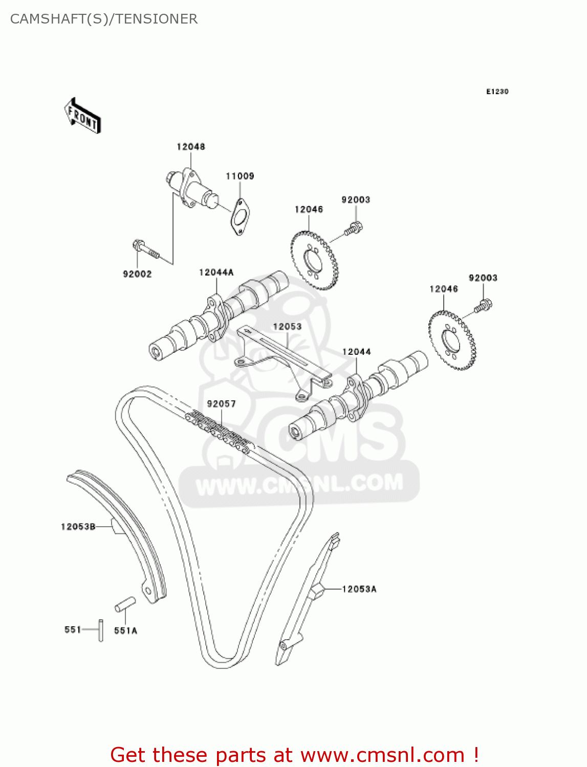 CAMSHAFT(S)/TENSIONER EX500D6F NINJA 500R 2006 USA CALIFORNIA CANADA