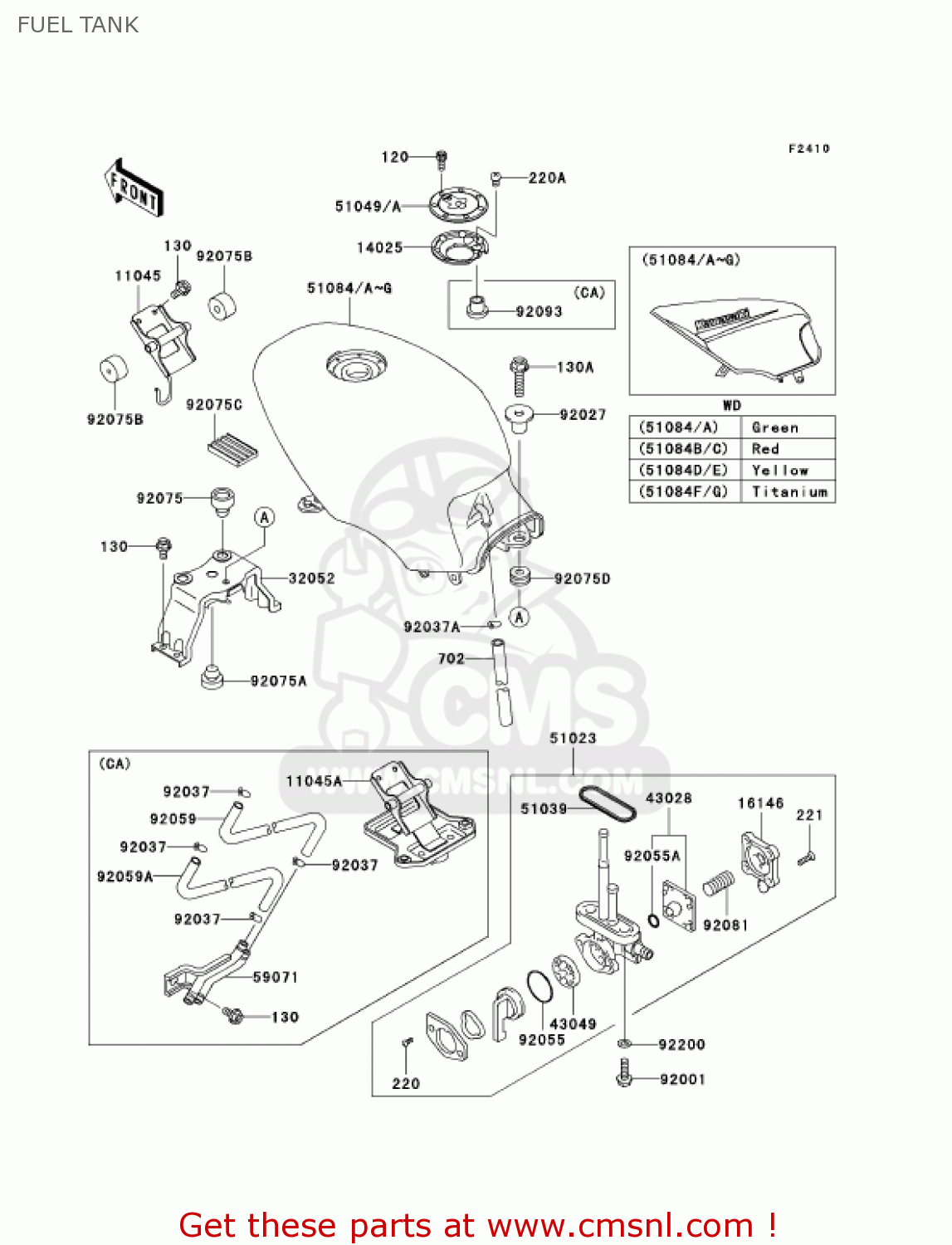 FUEL TANK EX500D6F NINJA 500R 2006 USA CALIFORNIA CANADA