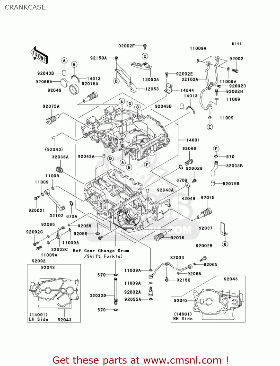 CRANKCASE EX500D6F NINJA 500R 2006 USA CALIFORNIA CANADA