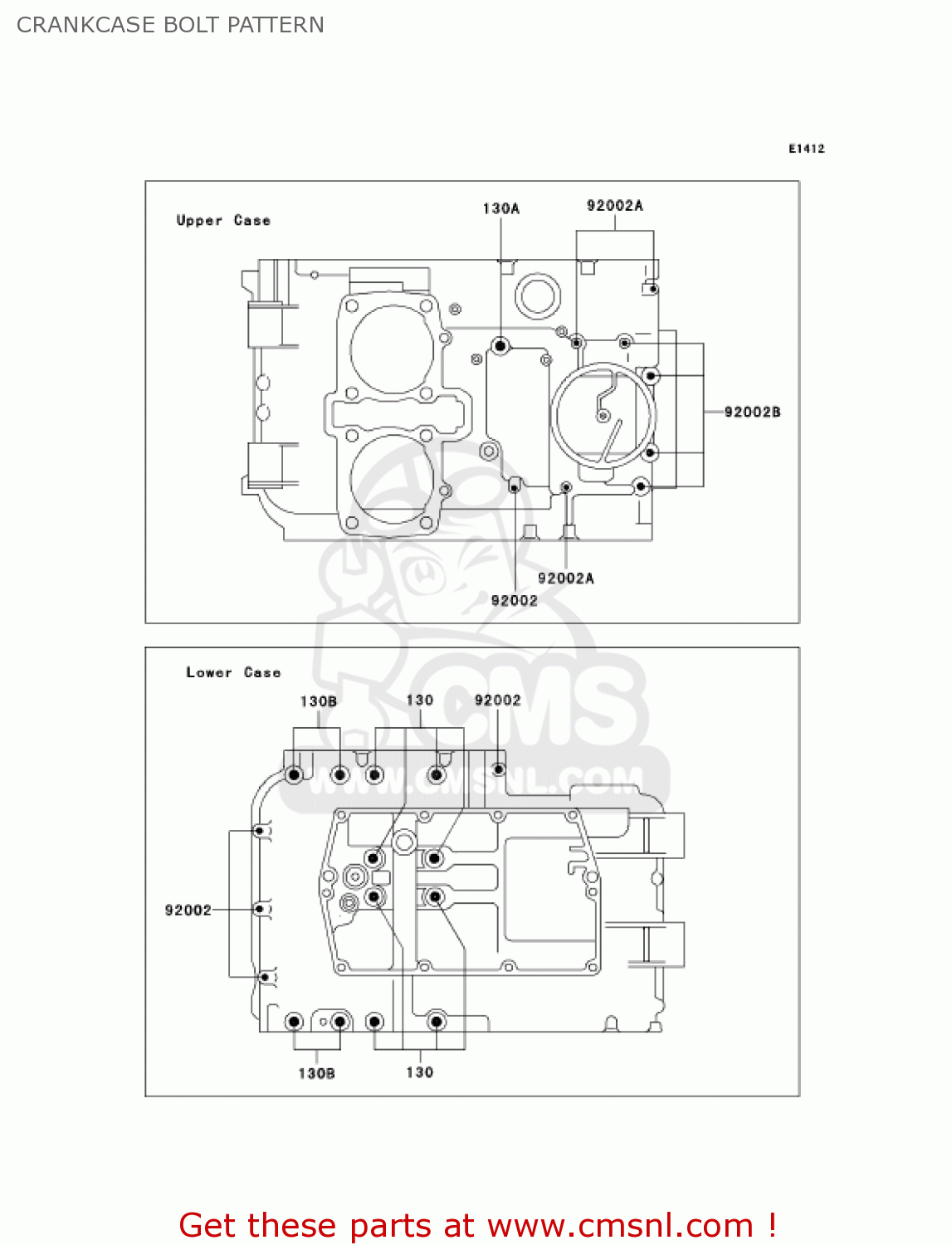 CRANKCASE BOLT PATTERN EX500D6F NINJA 500R 2006 USA CALIFORNIA CANADA