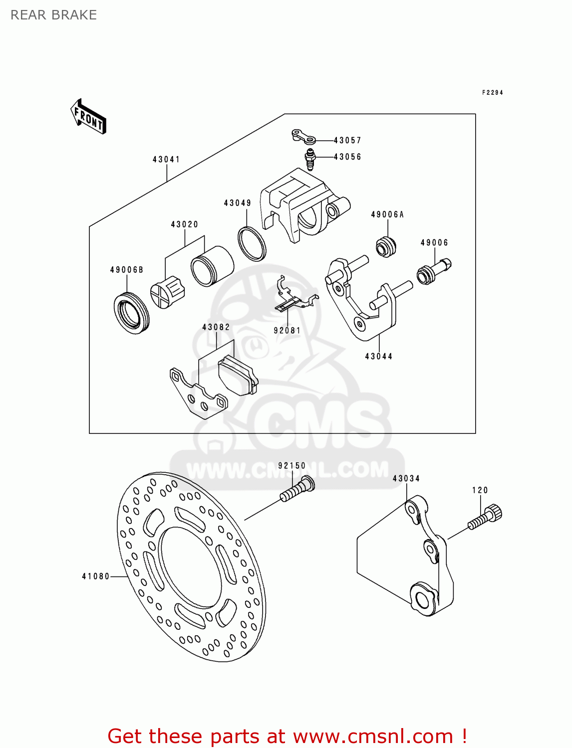 REAR BRAKE EX500D7 GPZ500S 2000 UNITED KINGDOM