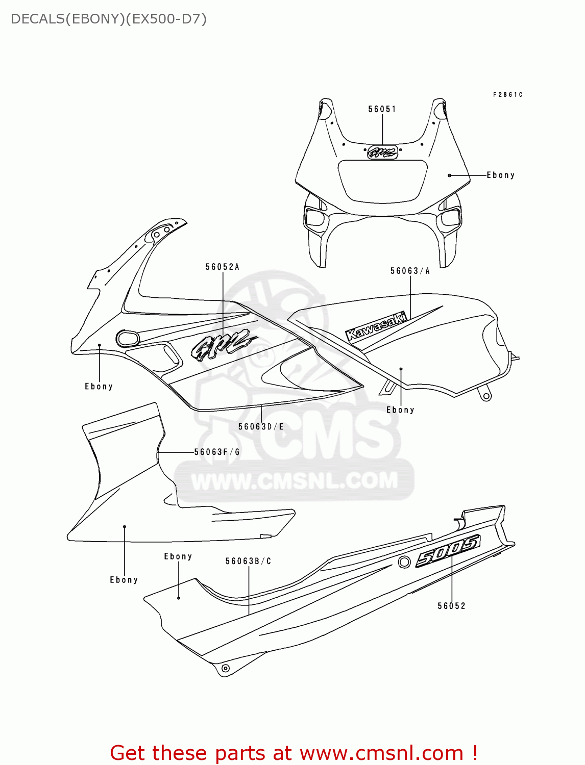 DECALS(EBONY)(EX500-D7) EX500D7 GPZ500S 2000 UNITED KINGDOM