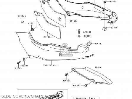SIDE COVERS/CHAIN COVER - EX500D7 GPZ500S 2000 UNITED KINGDOM