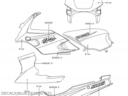 DECALS(BLUE)(EX500-D7) - EX500D7 GPZ500S 2000 UNITED KINGDOM