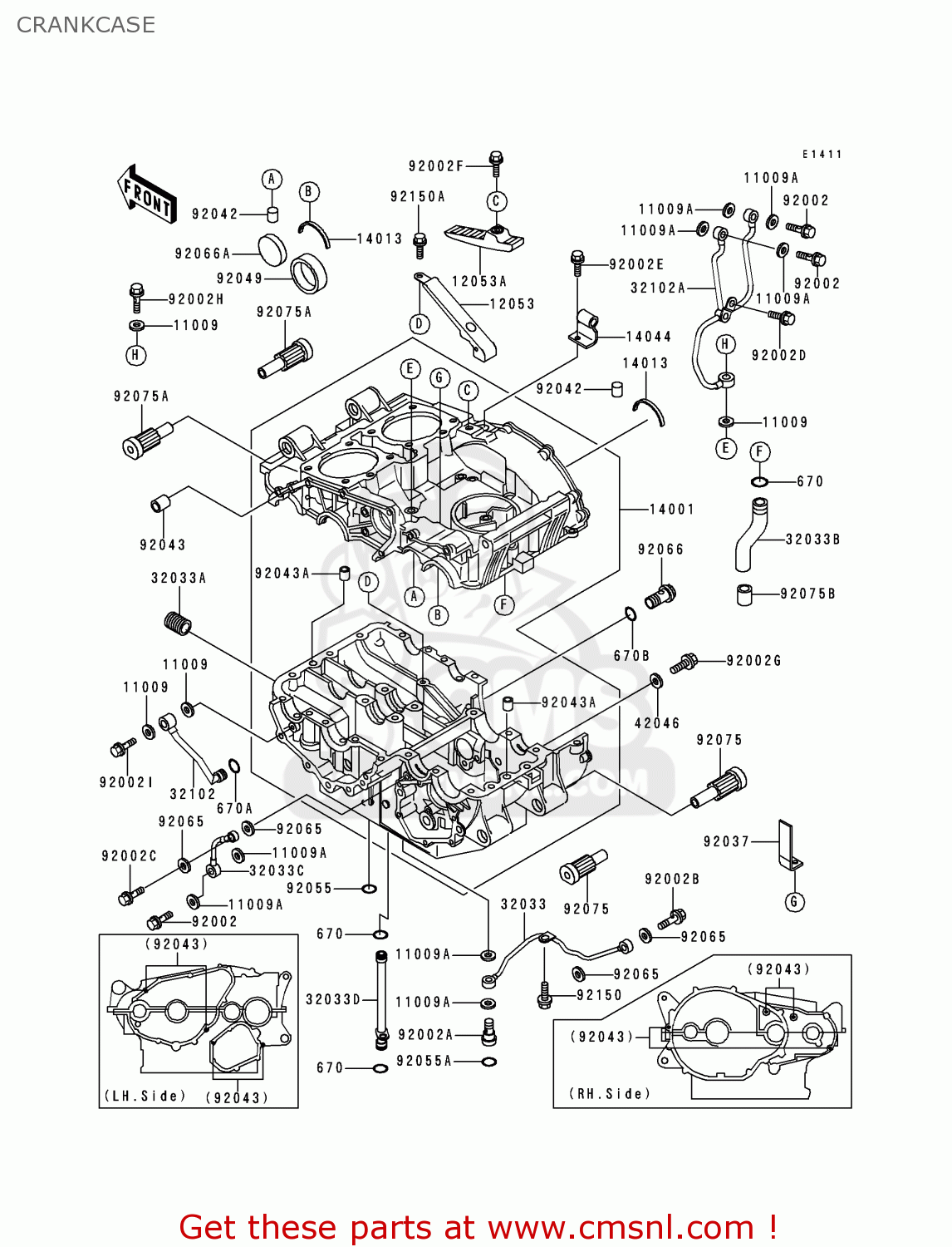 CRANKCASE EX500D7 NINJA 500 2000 USA CALIFORNIA CANADA