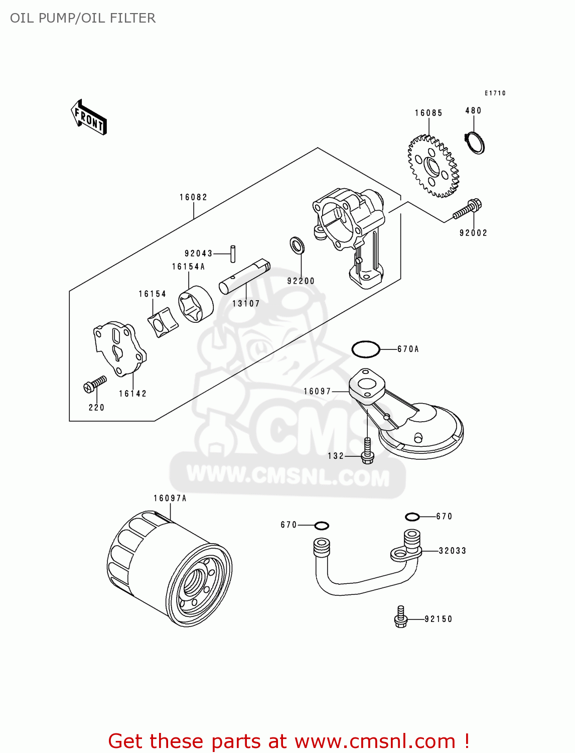 OIL PUMP/OIL FILTER EX500D7 NINJA 500 2000 USA CALIFORNIA CANADA